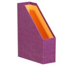 Rhodiarama porte-revues simili cuir italien 10x25x31 cm - Violet