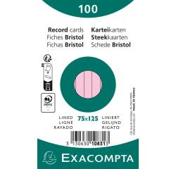 Pak 100 steekkaarten in folie - bristol gelijnd 75x120mm