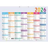 Calendrier Multicolore 55 x 40,5 cm Semestriel 2026 - Multicolore