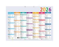 Calendrier Multicolore 55 x 40,5 cm Semestriel 2026 - Multicolore