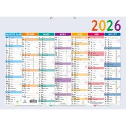 Calendrier Multicolore 55 x 40,5 cm Semestriel 2026 - Multicolore