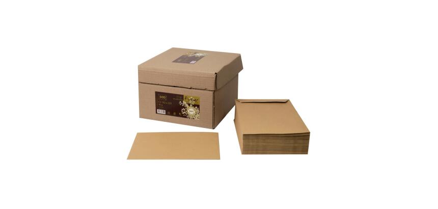 Boite de 500 Pochettes Forever Kraft Brun 100% recyclé C5-162x229 mm - Auto-Adhésives - 90g/m2 - Kraft