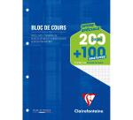 Bloc de cours encollé grand côté A4 200 pages détachables + 100 GRATUITES perforé 4 trous grand carreaux Bleu - Bleu Klein