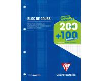 Bloc de cours encollé grand côté A4 200 pages détachables + 100 GRATUITES perforé 4 trous grand carreaux Bleu - Bleu Klein