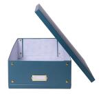 Boîte de rangement à plat carton 33x50x16cm Néo Déco - Bleu canard