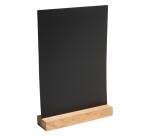 Support visuel vertical ardoise avec socle bois A4 - Noir
