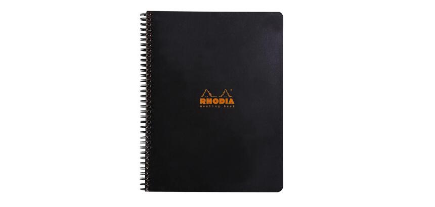 Meeting book Rhodia Classic reliure intégrale 22,5x29,7 cm 160 pages imprimées détachables 90g - Noir