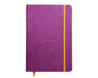 Rhodiarama carnet rembordé rigide A5 192 pages ligné papier ivoire 90g fermeture élastique - Violet