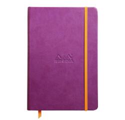 Rhodiarama carnet rembordé rigide A5 192 pages ligné papier ivoire 90g fermeture élastique - Violet