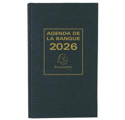 Agenda de bureau Banquier large Euro et cents 17,5 x 28 cm Journalier 2 volumes 2026 - Noir