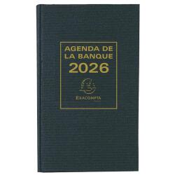 Agenda de bureau Banquier large Euro et cents 17,5 x 28 cm Journalier 2 volumes 2026 - Noir
