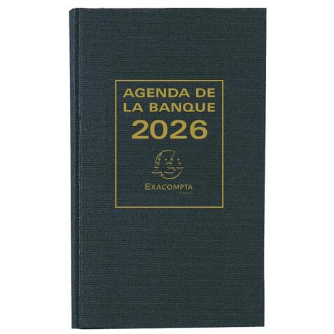 Agenda de bureau Banquier large Euro et cents 17,5 x 28 cm Journalier 2 volumes 2026 - Noir