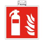 Panneau PVC adhésif antidérapant Extincteur 20x20 cm - Rouge