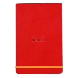 Rhodiarama Webnotepad rembordé rigide A5 192 pages ligné microperforé papier ivoire 90g fermeture élastique - Coquelicot