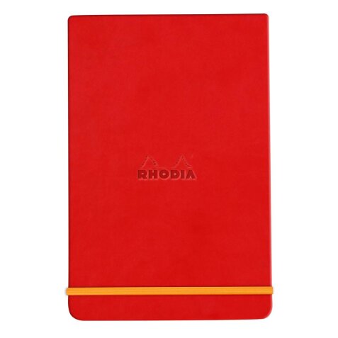 Rhodiarama Webnotepad rembordé rigide A5 192 pages ligné microperforé papier ivoire 90g fermeture élastique - Coquelicot