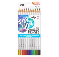 Darwi For You boite de 12 crayons de couleur aquarellables - Assortiment