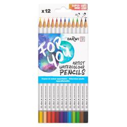 Darwi For You boite de 12 crayons de couleur aquarellables - Assortiment