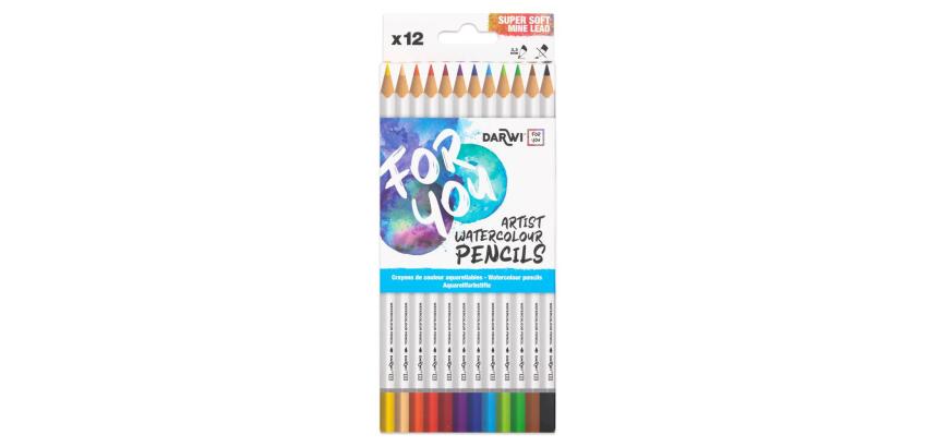 Darwi For You boite de 12 crayons de couleur aquarellables - Assortiment