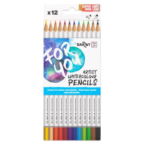 Darwi For You boite de 12 crayons de couleur aquarellables - Assortiment