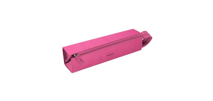 Rhodiarama trousse plumier simili cuir italien 23x5x5 cm - Fuchsia