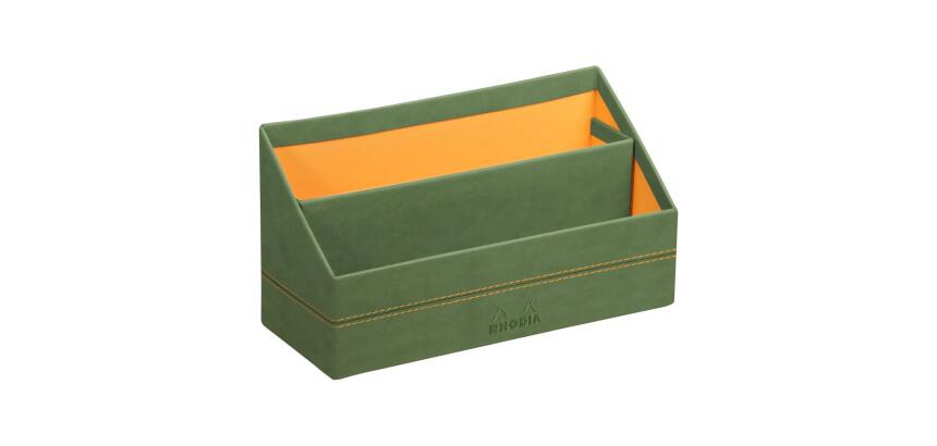 Rhodiarama porte-courrier simili cuir italien 25x10x14 cm - Sauge