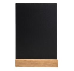 Slate menu holder on wooden base A5 - Black