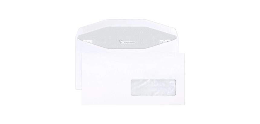 Boite de 500 Enveloppes Blanches DL2-114x229mm - Gommées Mécanisables - 80g/m2 - Fenêtre Papier Cristal 35x100 (position 20/20) - pour machine de mise sous pli automatique - Blanc