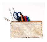 CÉLESTE CUIR Trousse plate 11x22 cm Lazer Or