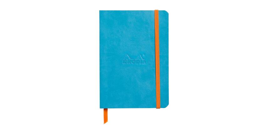 Rhodiarama carnet souple A6 144 pages ligné pap ivoire 90g fermeture élastique - Turquoise
