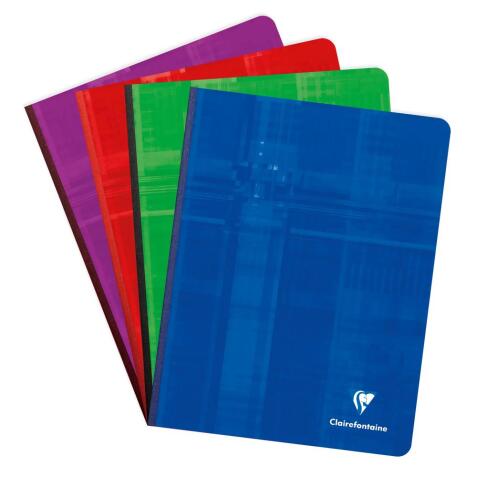 Cahier brochure dos toilé 17 x 22 cm 96 feuilles unies couleur aléatoire