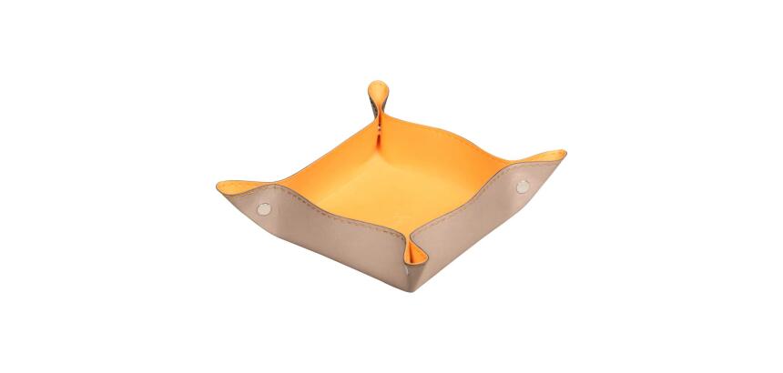 Rhodiarama vide-poche réversible simili cuir italien 12x12x4,5 cm - Touche de rose