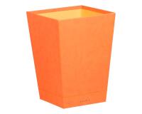 Rhodiarama corbeille à papier simili cuir italien 27x27x32 cm - Tangerine