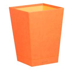 Rhodiarama corbeille à papier simili cuir italien 27x27x32 cm - Tangerine