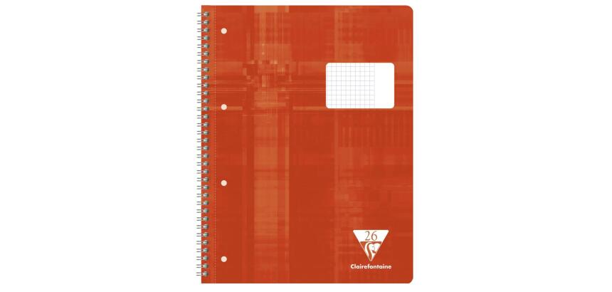 Cahier reliure intégrale A4+ 160 pages détachables perforées 4 trous petits carreaux + marge pleine à droite - Rouge