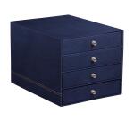 Rhodiarama trieur 4 tiroirs simili cuir italien 24,8x32,7x22,8 cm - Bleu nuit