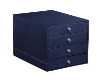 Rhodiarama trieur 4 tiroirs simili cuir italien 24,8x32,7x22,8 cm - Bleu nuit