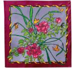 Carré 100% soie - 90x90cm Papivoines - Blanc