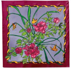 Carré 100% soie - 90x90cm Papivoines - Blanc