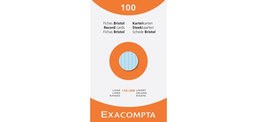 Fichas de cartulina bristol 205 g/m2 - Rayado - 125x200 mm - Colores surtidos