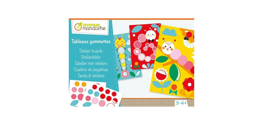 Boîte créative, Tableaux gommettes, Chenilles - Multicolore