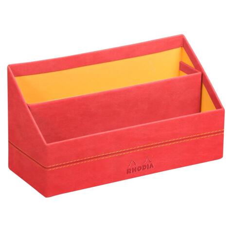 Rhodiarama porte-courrier simili cuir italien 25x10x14 cm - Corail