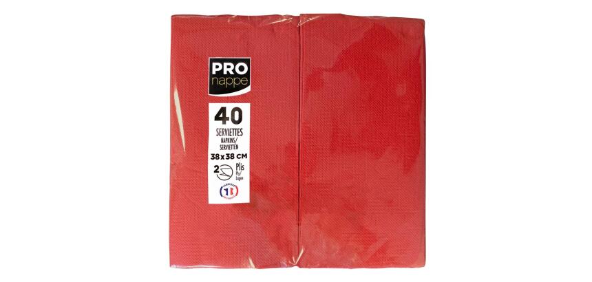 Paquet de 40 serviettes micro gaufrées ouate 2 plis - pliées 1/8