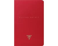 Flying Spirit Red carnet piqûre textile 11x17cm 96p ligné motifs assortis papier ivoire 90g - Rouge