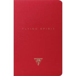 Flying Spirit Red carnet piqûre textile 11x17cm 96p ligné motifs assortis papier ivoire 90g - Rouge