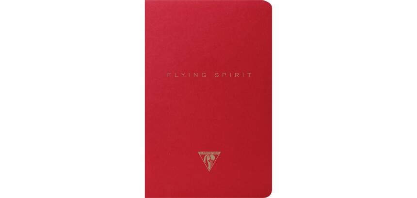 Flying Spirit Red carnet piqûre textile 11x17cm 96p ligné motifs assortis papier ivoire 90g - Rouge