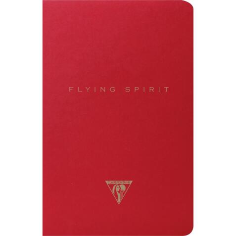 Flying Spirit Red carnet piqûre textile 11x17cm 96p ligné motifs assortis papier ivoire 90g - Rouge