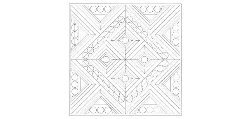 Carré 100% soie - 90x90cm Symétrie - Blanc