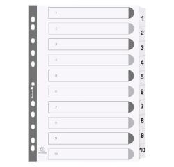 10Z - Separadores Separadores con pestañas impresas cartulina blanca 160 g/m 2 Con pestañas blancas plastifi cadas reforzadas - Blanco