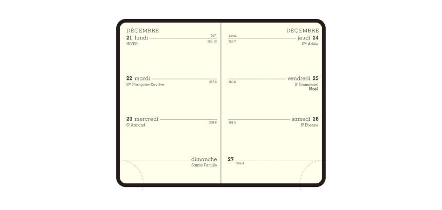 Recharge agenda de poche Mini 11 - Semaine 7,5 x 11,5 Janvier à Décembre 2026 - Tranche or