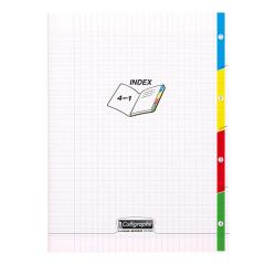 Cahier 4 index piqué 8000 POLYPRO 24x32 cm 96 pages grands carreaux 90 g - Incolore